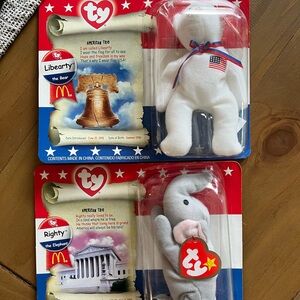 1996 Ty McDonald's Teenie Beanie Babies Libearty the Bear Righty the Elephant